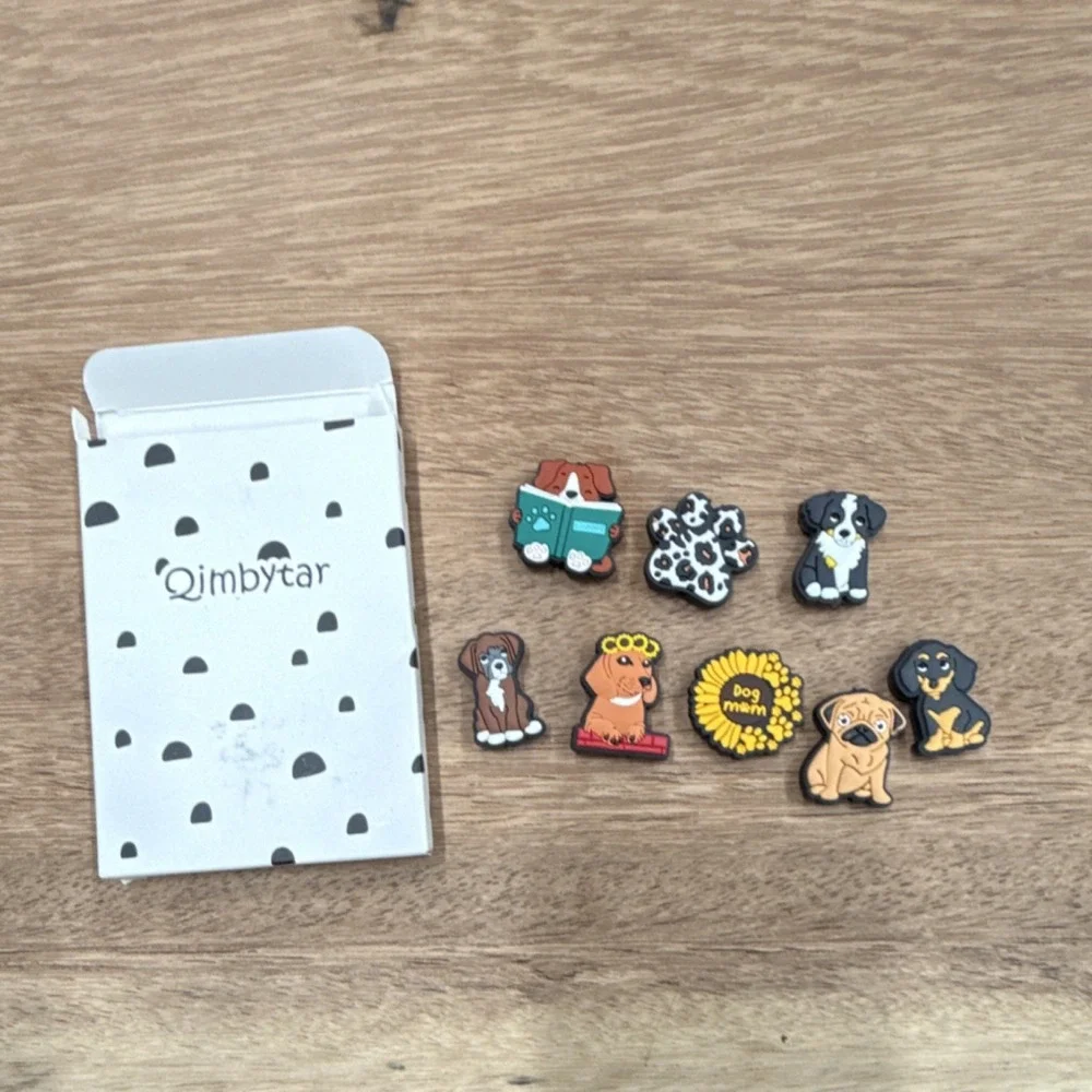 Qimbytar Silicone Dog Charms Multicolor 8pcs for Jewelry Making Keychain
